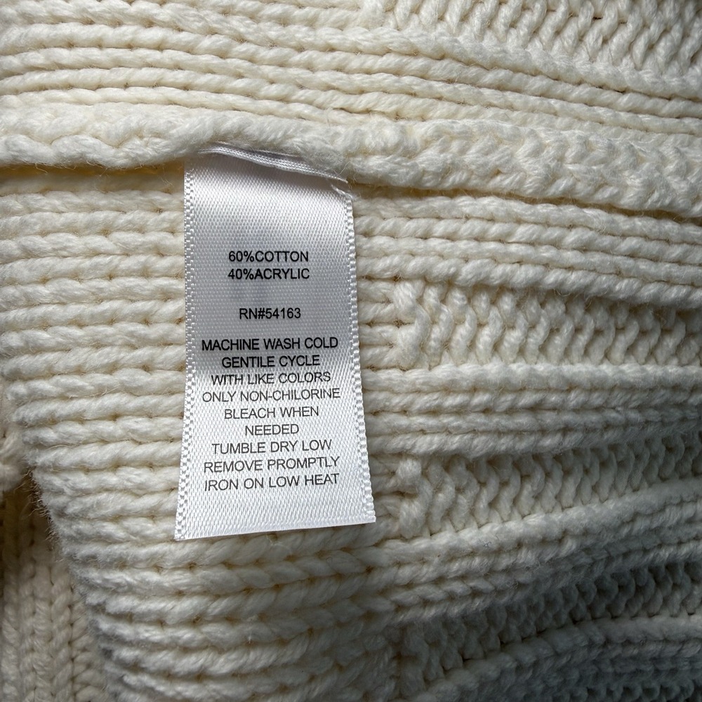 Marc New York Womens Ivory Cable Knit Mock Neck Sweater Rhinestone Shoulder M - Picture 5 of 9